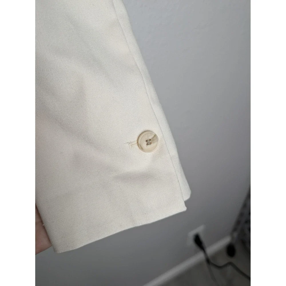 H&M Pant Suit‎ Womens M White Polyester Elastomultiester Lined Notch Lapel